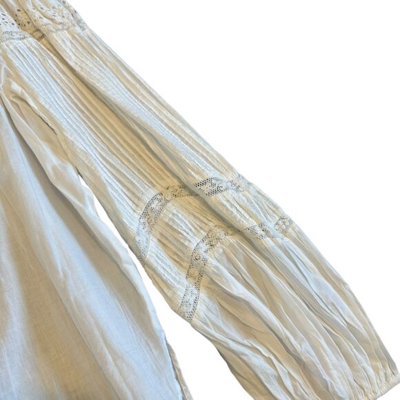 LoveShackFancy Badyn Blouse Shirt Button-Down Long Sleeve Boho White Size Large - Picture 13 of 15